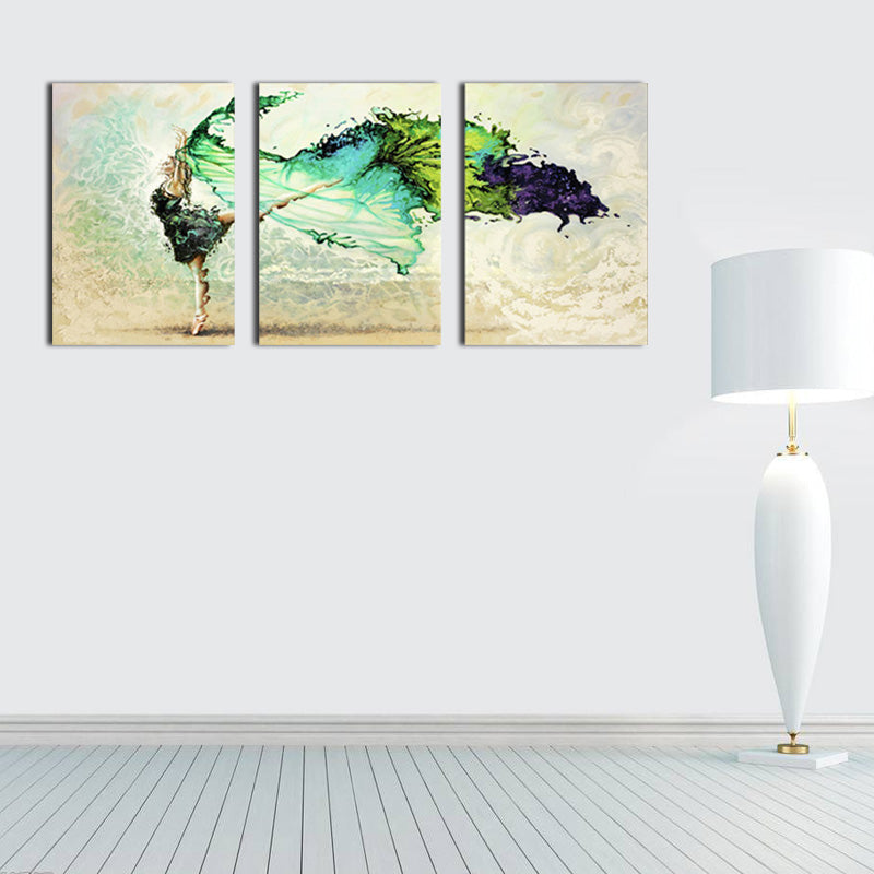 Miico Hand Painted Three Combination Decorative Paintings Dancing Youth Wall Art For Home Decoration