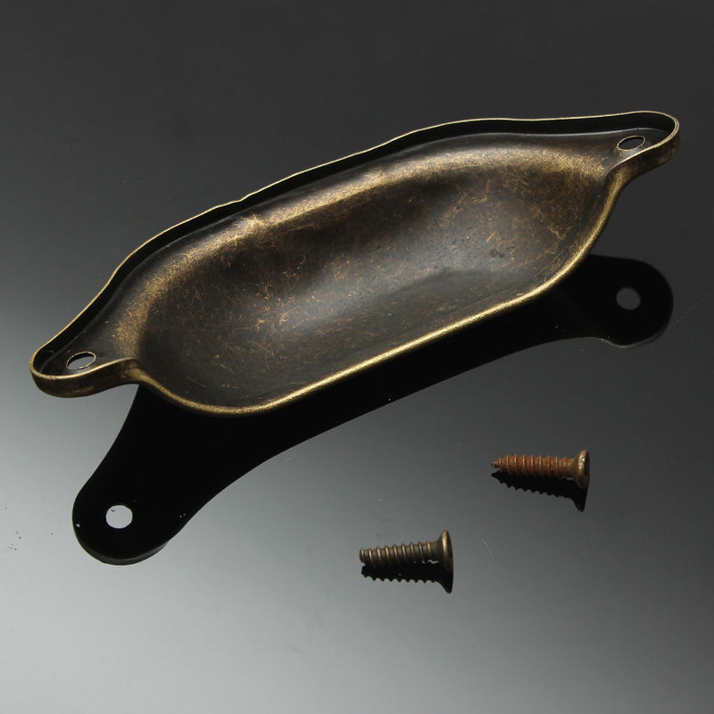 Antique Hardware Cupboard Cabinet Bin Cup Knobs Drawer Door Half Shell Pull Handles