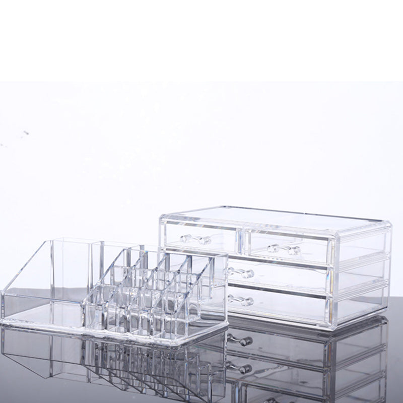 Large Capacity Transparent Acrylic Desktop Makeup Cosmetics Storage Box Jewelry Organizer Acrylic Display Box Storage with Drawers