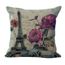 Paris Eiffel Tower Printed Pillow Case Linen Sofa Soft Cushion Cover