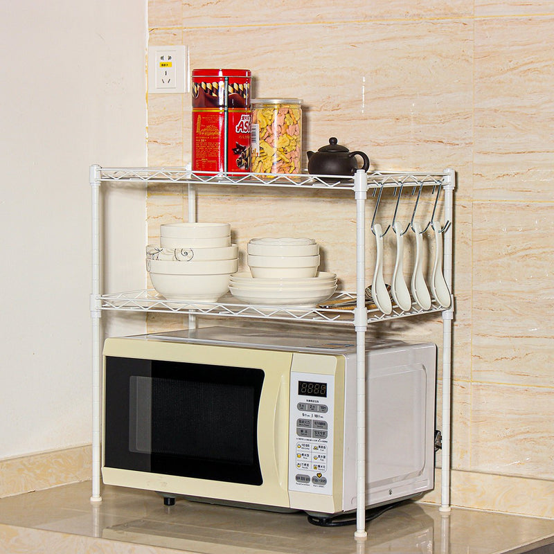 2 Tier Adjustable Steel Wire Shelving Unit Metal Rack Home Kitchen Storage Shelf