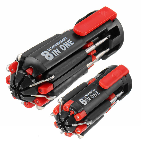 Raitool 6/8 In 1 Multi-function Screwdriver Torch Combination LED Light Screwdriver Tools