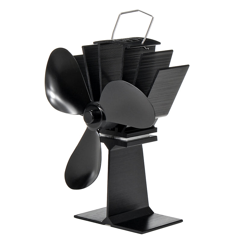 EQ2-BK(3BL) Heat Powered Wood Stove Fan Silent Eco-Friendly Fireplace Fan for Wood Log Burner