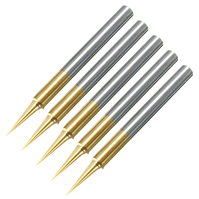 5pcs 0.1mm 15 Degree Titanium Coated Carbide Flat Bottom PCB Engraving Bit CNC Router Tool