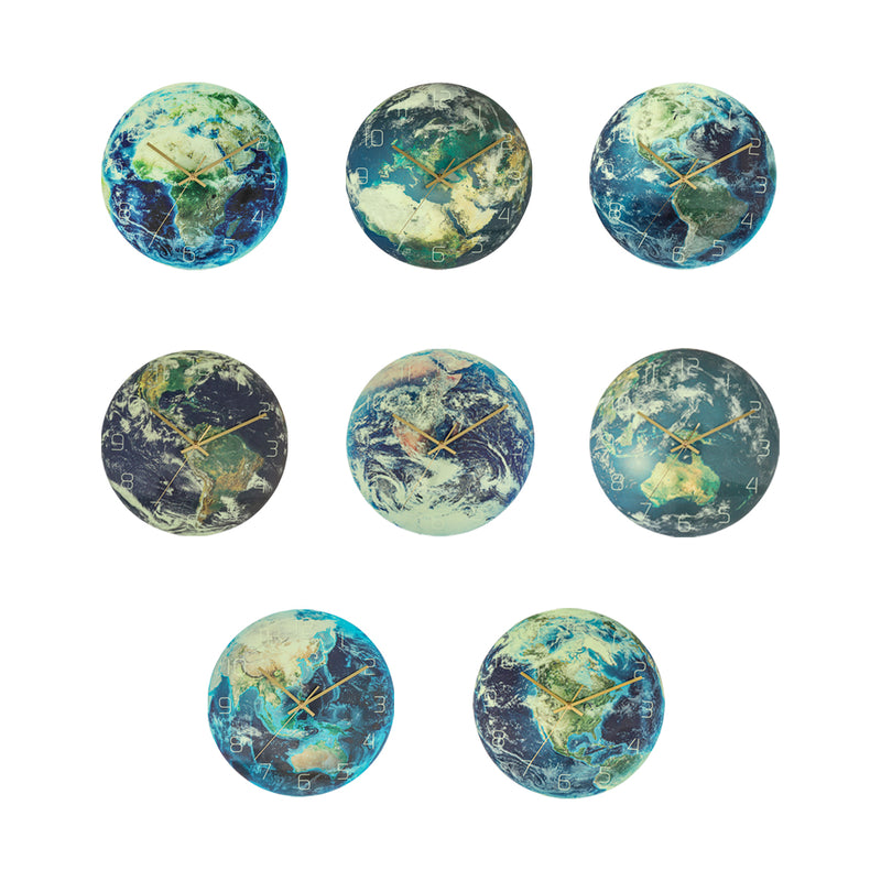 3D Night Glow Luminous Earth Continents Wall Clock Silent Home Wall Decoration