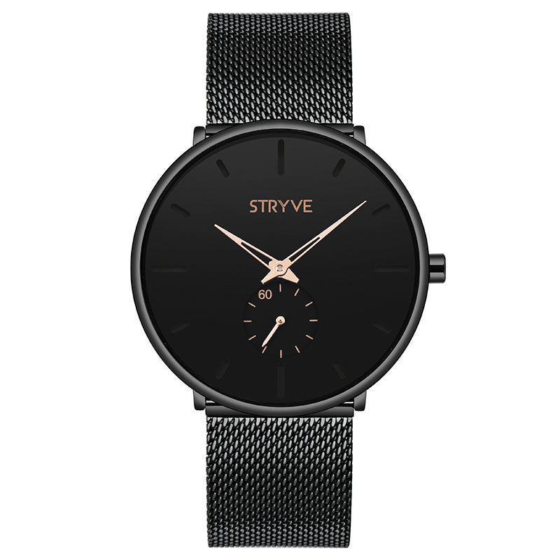 STRYVE S9501 Fshion Men Simple Dial Full Mesh Steel Strap Independent second Dial Quartz Watch