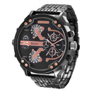 OULM 3548 Unique Design Full Steel Men Wrist Watch Three Time Zones Quartz Watches