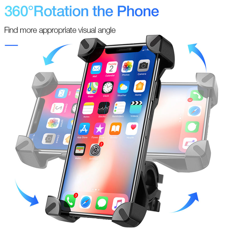 RAXFLY Motorcycle Bike Handlebar Phone Holder 360 Degree Rotation For 4 inch-7 inch Smart Phone Samsung Galaxy S10 Plus iPhone XS Max