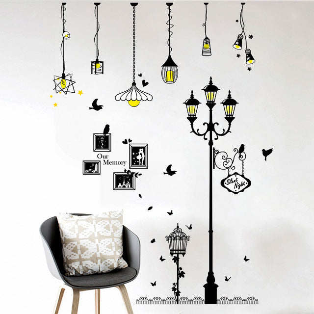 Creative Cartoon Chandelier PVC  Wall Sticker DIY Removable Household Decor Waterproof Wall Stickers