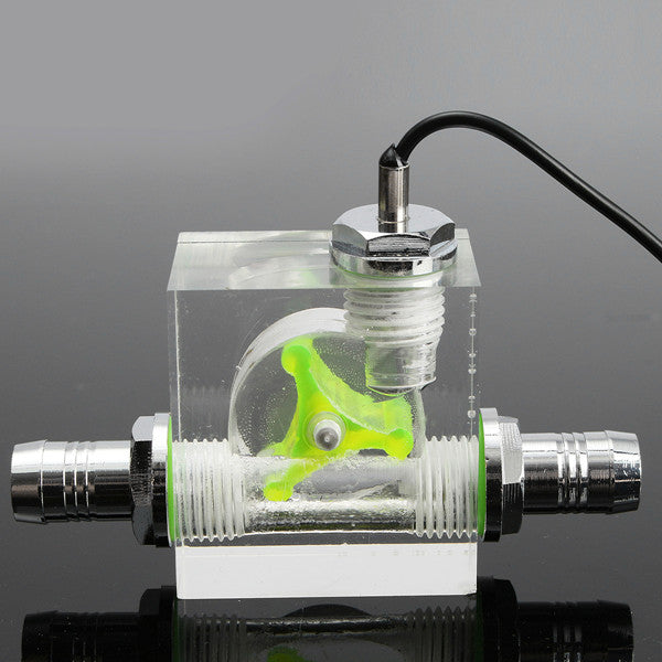 Water Liquid Cooling 4Pin 3 Way Flow Meter With Thermometer G1/4 Threaded Connector