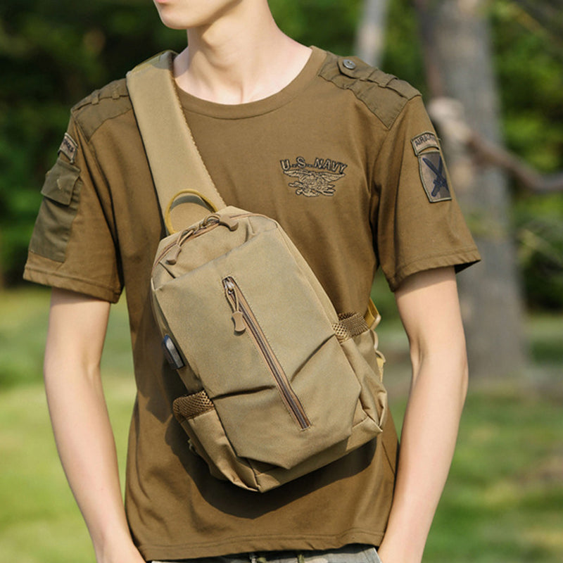ZANLURE 3611 USB Tactical Bag Oxford Waterproof Chest Bag Shoulder Bag Crossbody Bag Fashion Leisure Hand Bag