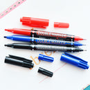 M&G MG2130/Y22O4 1 Piece Dual Head Marker Pen Black/Blue/Red Extra Fine Point Oil Ink Liner Twin Mark Pens Office School Supplies
