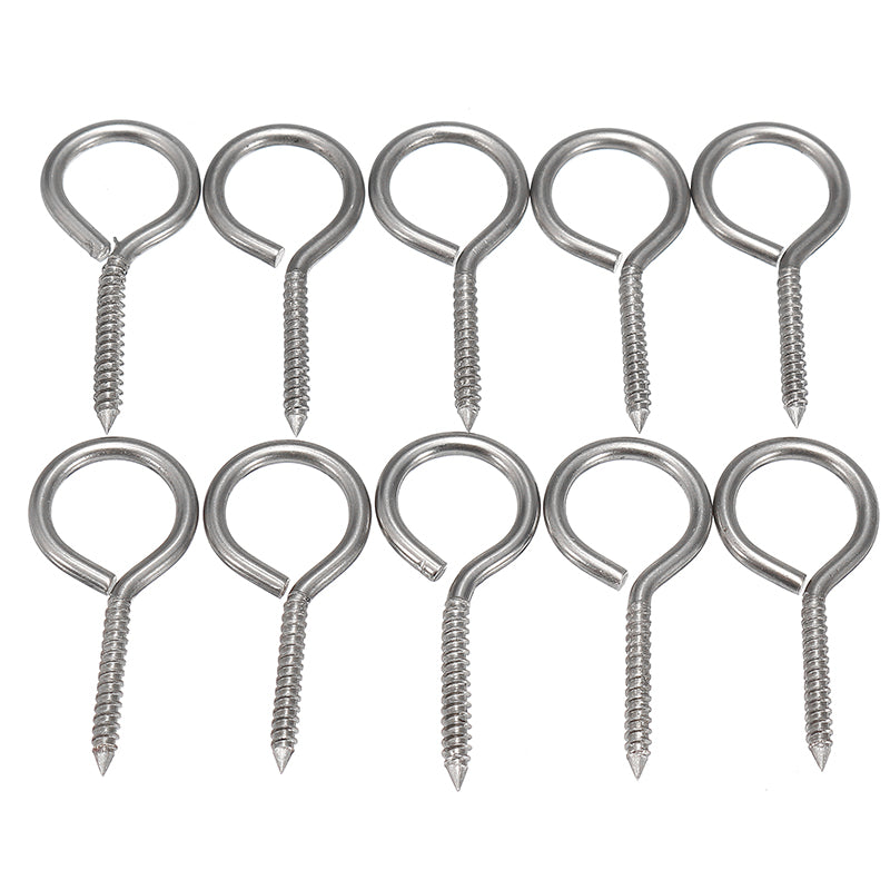10Pcs M3 40mm 304 Stainless Steel Self Tapping Screw Eye Thread Eye Bolt Ring Hook