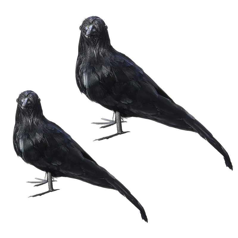 Raven Halloween Party Crow Bird Decorations Prop Stuffed Feather Blackbird Decor