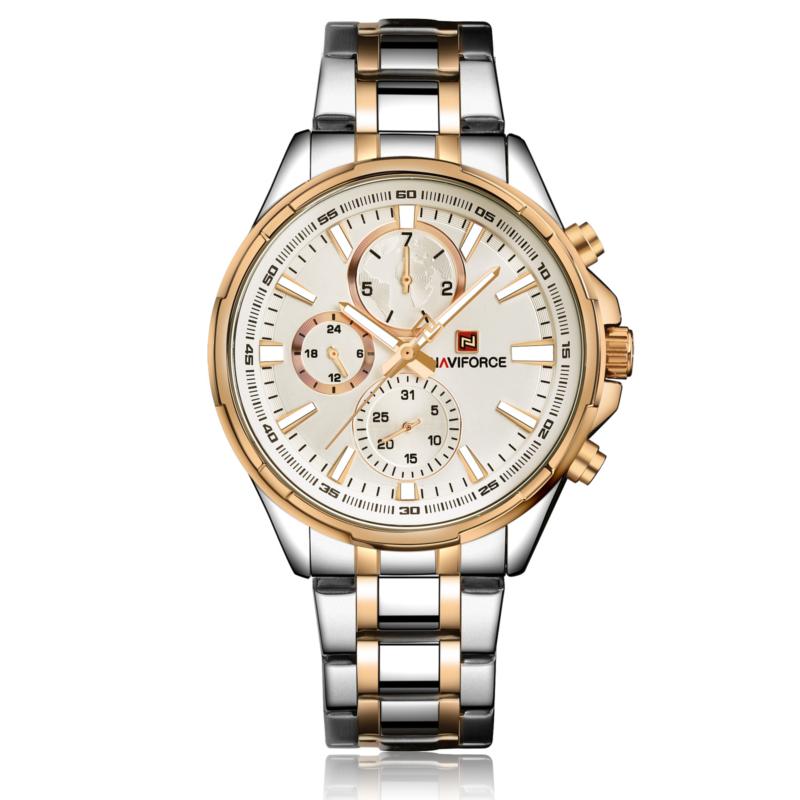 NAVIFORCE 9089 Fashion Men Quartz Watch Luxury Multifunction Stainless Steel Strap Watch