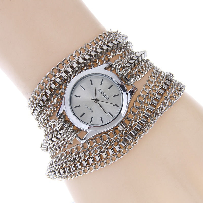 SLOGGI Retro Zinc Alloy Three Times Around Bracelet Women Quartz Watch