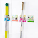 Fixed Clips Toilet Storage Organizer Mop Holder Cleaning Tool Mop Clip Self Adhesive Cartoon Wall Mounted Broom Hanger