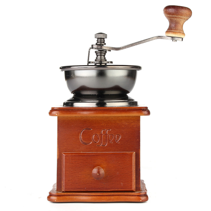 Retro Stainless Multifunction Manual Coffee Bean Grinder Wooden Nut Mill Hand Grinding Tool