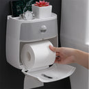 Double Layer Waterproof Wall Mount Toilet Paper Holder Shelf Toilet Paper Tray Roll Paper Tube Storage Box Tray Tissue Box