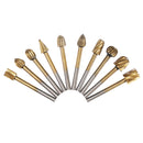 Drillpro 20Pcs Titanium Coated Rotary File Cutters HSS Mini Burr Wood Working Milling Carving Rasp Drill Bits