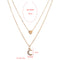 Trendy Multi-layer Necklace Gold Moon Peach Heart Pendant Chain Charm Necklace Retro Jewelry