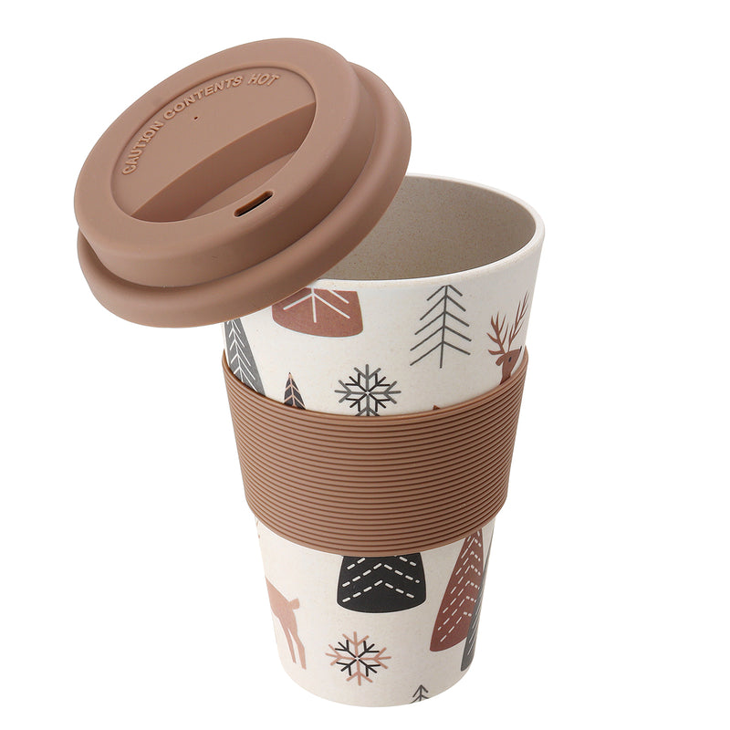 1Pcs 400ml Travel Reusable Bamboo Fibre Coffee Cup Eco-Friendly Water Drink Mug