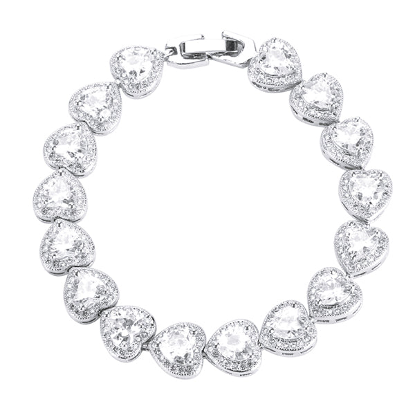 Platinum Classic Heart Micro Zircon Bracelet Fine Jewelry for Women