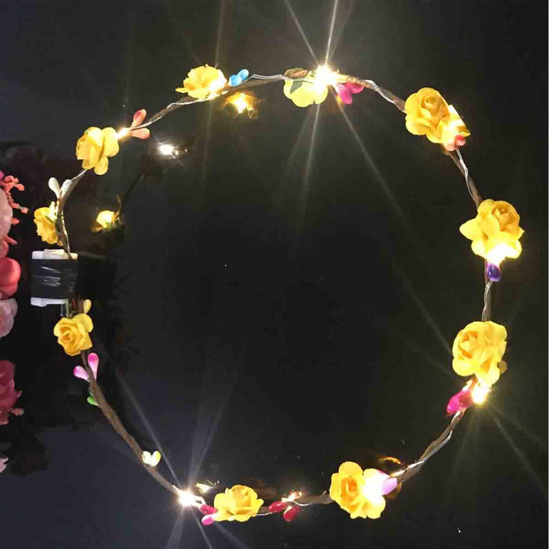 LED Flower Wreath Party Holiday Light Garland Headband Wedding Photography Gift