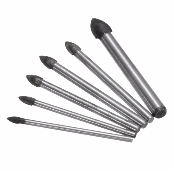 6pcs 3/4/5/6/8/10mm Triangular Drill Bit Set for Ceramic Tile Glass