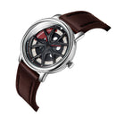 SANDA P1025 360 Rotating The Wheels Dial Fashion Leather Strap Quartz Watch