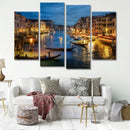 Miico Hand Painted Four Combination Decorative Paintings Night in Venice Wall Art For Home Decoration