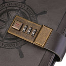 B6 Vintage Leather Notebook Rudder Brown Journal Blank Diary Notepad with Password