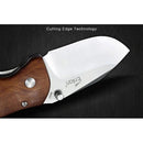 Enlan M027 Small Pocket Folding Knife with 8Cr13Mov Blade Wood Handle Liner-lock Stainless Steel Knife