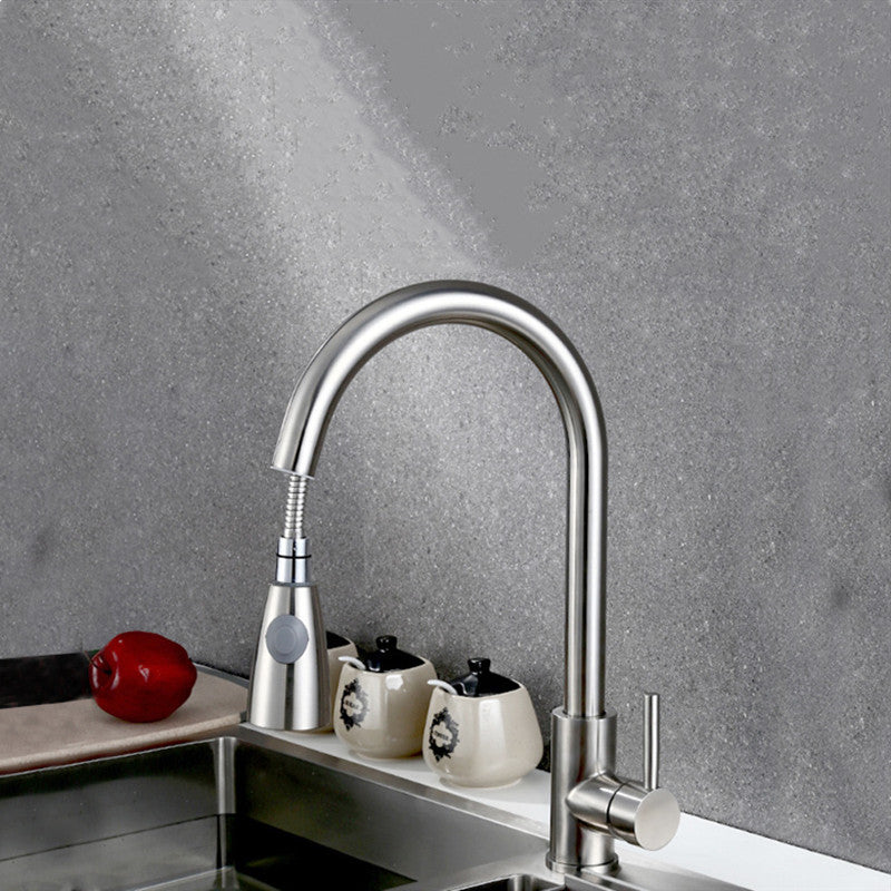 BOiROO Kitchen Basin Sink Pull Out Faucet 360 Rotatable Drawing Pull Down Sprayer Tap Hot & Cold Water Mixer Tap Single Handle Copper Lead-Free Deck Mount