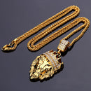 Hip Hop Fashion Gold Chain King Crown Lion Head Pendant Necklace for Men