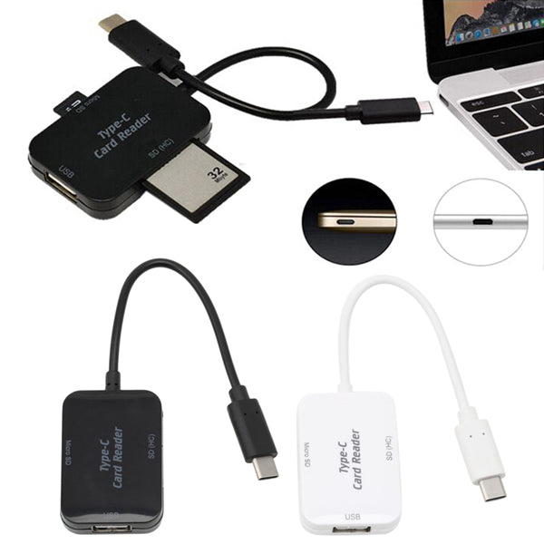3 in 1 USB SD TF Card Reader USB3.1 Type C Hub OTG Adapter For OnePlus 5 S8 Xiaomi6 PC Laptop
