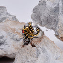 Fashion Stainless Steel Ring Gold Scorpion Skull Ring Red Eye Zircon Ring Halloween Jewelry