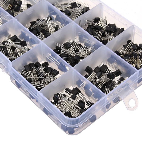 Geekcreit 600pcs 15 Kinds Of Values Transistor TO-92 NPN PNP Kit Set 30-160V 50-1000mA NPN / PNP