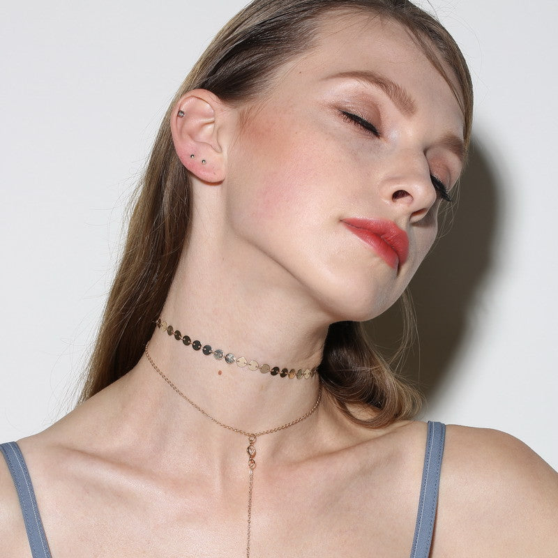 Simple Crystal Necklace Sequins Clavicle Chain Women Choker