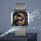 SKMEI 9184 Fashion Men Automatic Watch Waterproof Hollow Art Stainless Steel Strap Mechanical Watch