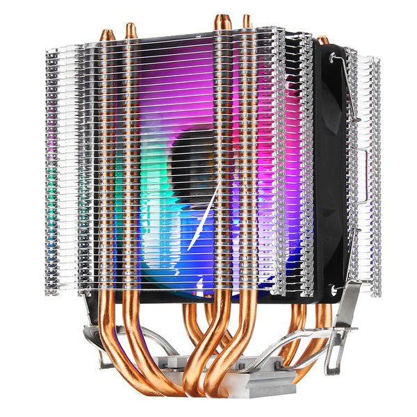 12V RGB 4-Wire Single Fan 4 Heatpipe Dual Tower Cooler Heat Sink Ultra-quiet Cooling Fan For Intel LAG 1155 1156 775 For AMD Socket AM3/AM2