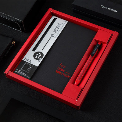 Fizz FZ335009 Notebook & Gel Pen Gift Box Set Thicken Business Hard Cover A5 Writing Notebook 0.5mm Black Ink Gel Pen Stationery School Office Supplies