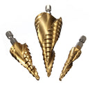 Drillpro DB-S1 3Pcs 4-12/4-20/4-32 HSS Spiral Grooved Step Drill Bit