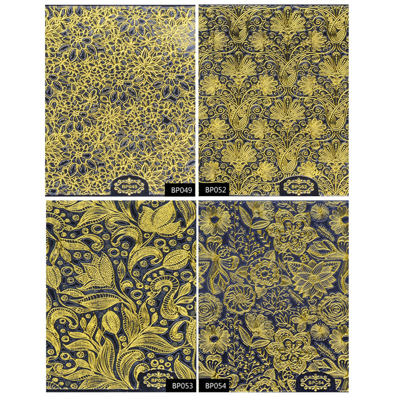 1 Sheet 3D Gold Embossed Nail Stickers Flower Blooming Decals Gorgeous Manicure