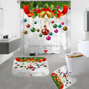 Merry Christmas Bell Waterproof Bathroom Shower Curtain Bath Mats Toilet Cover