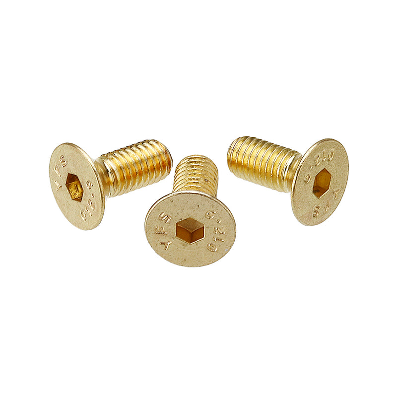 Suleve M5AH2 50Pcs Titanium Plated M5 Hex Socket Flat Head Countersunk Screws Alloy Steel 12.9 Grade Screw Bolt M5*12