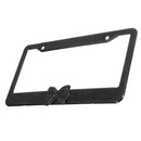 Black Diamond Bling Glitter License Plate Crystal Rhinestone Metal Frame US Car