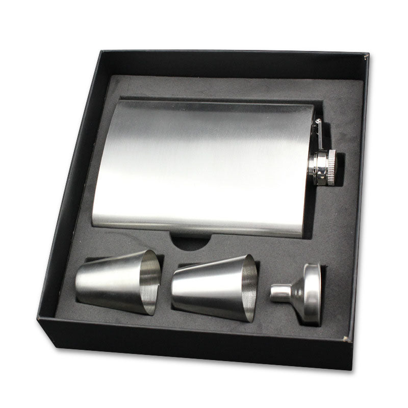 KCASA 8 Oz Stainless Steel Hip Flask Set With Funnel Hip Pocket Flagon Whiskey Brandy Vodka Pot Men