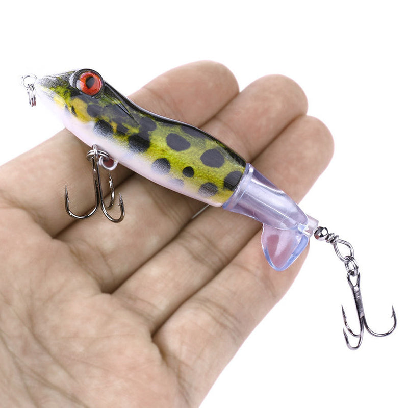 ZANLURE 1 Pcs 3D Eyes Frog Fishing Lure Soft Bait Tassels Fishing Hooks