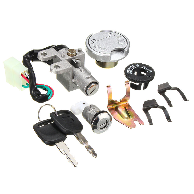 GY6 50cc Universal Ignition Lock Switch Fuel Tank Cap Key Set For Scooter Moped Bike